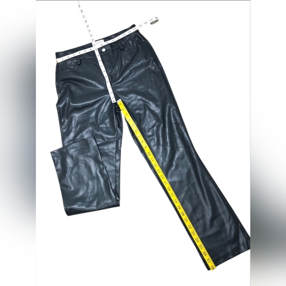 Calvin KLEIN Moto Polyester Faux Leather Straight Leg Ankle Pants Green Size 4 - Picture 6 of 9